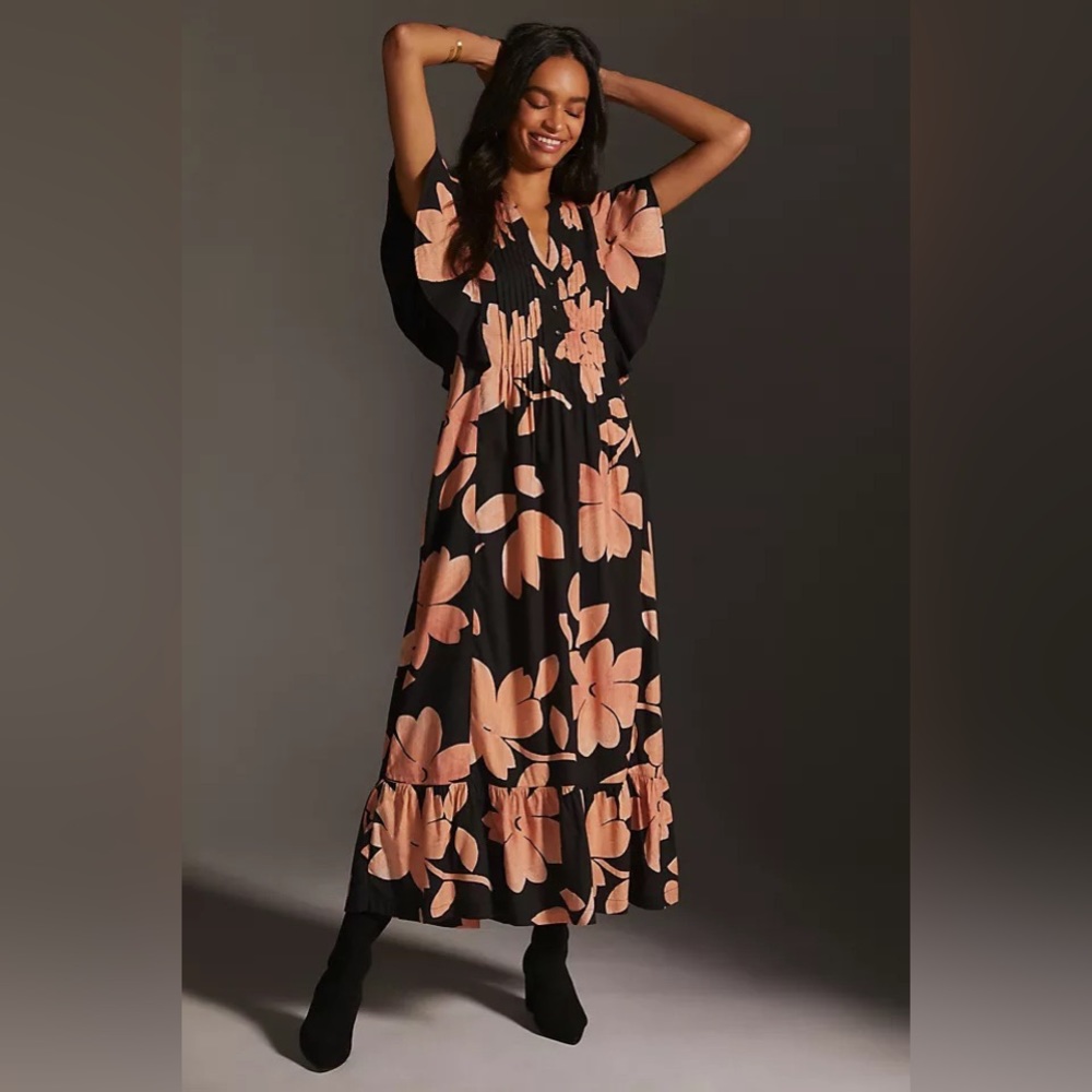 Maeve by Anthropology Cassandra Maxi Dress in Orange